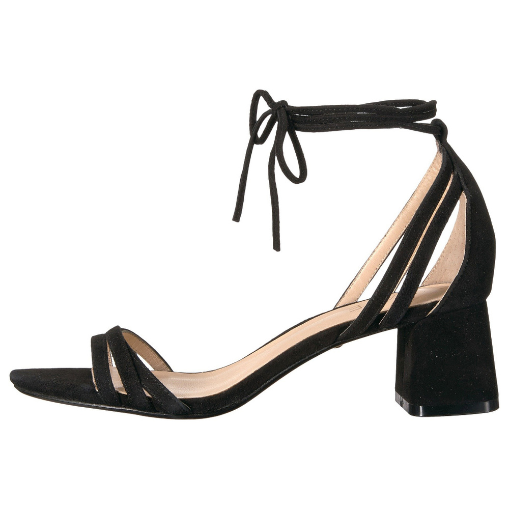 NEW! RAYE Aida Ankle Tie Block Heel in Black Suede
